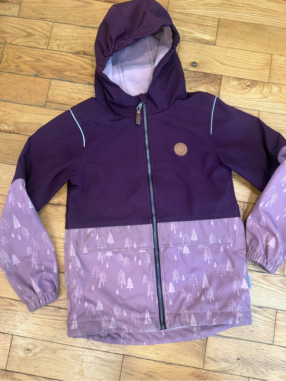 Girls' Two-Tone Purple Hooded Jacket - Lightweight Rain Shell